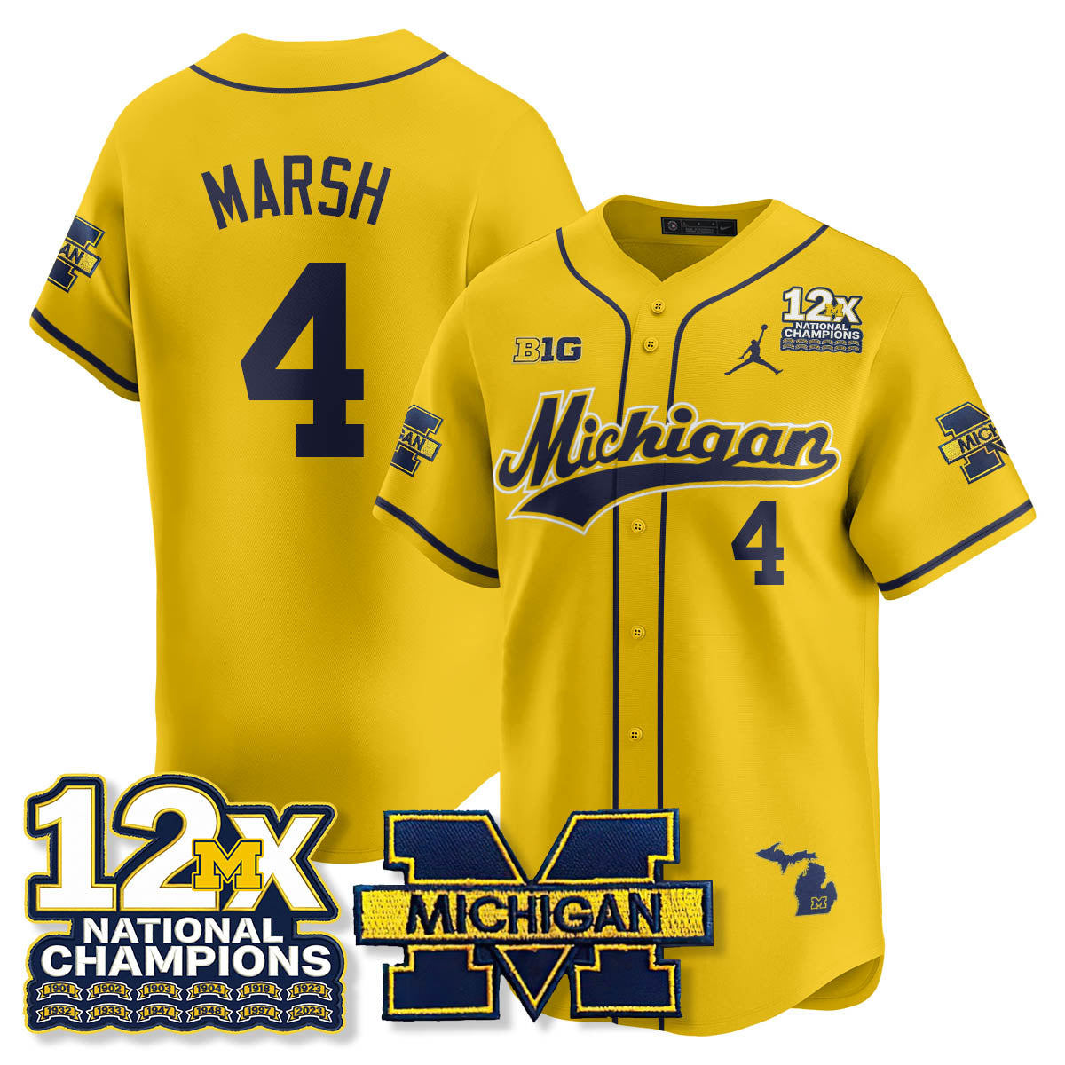 MICH 12x-Time National Champions Baseball Limited Jersey - All Stitched-DTD