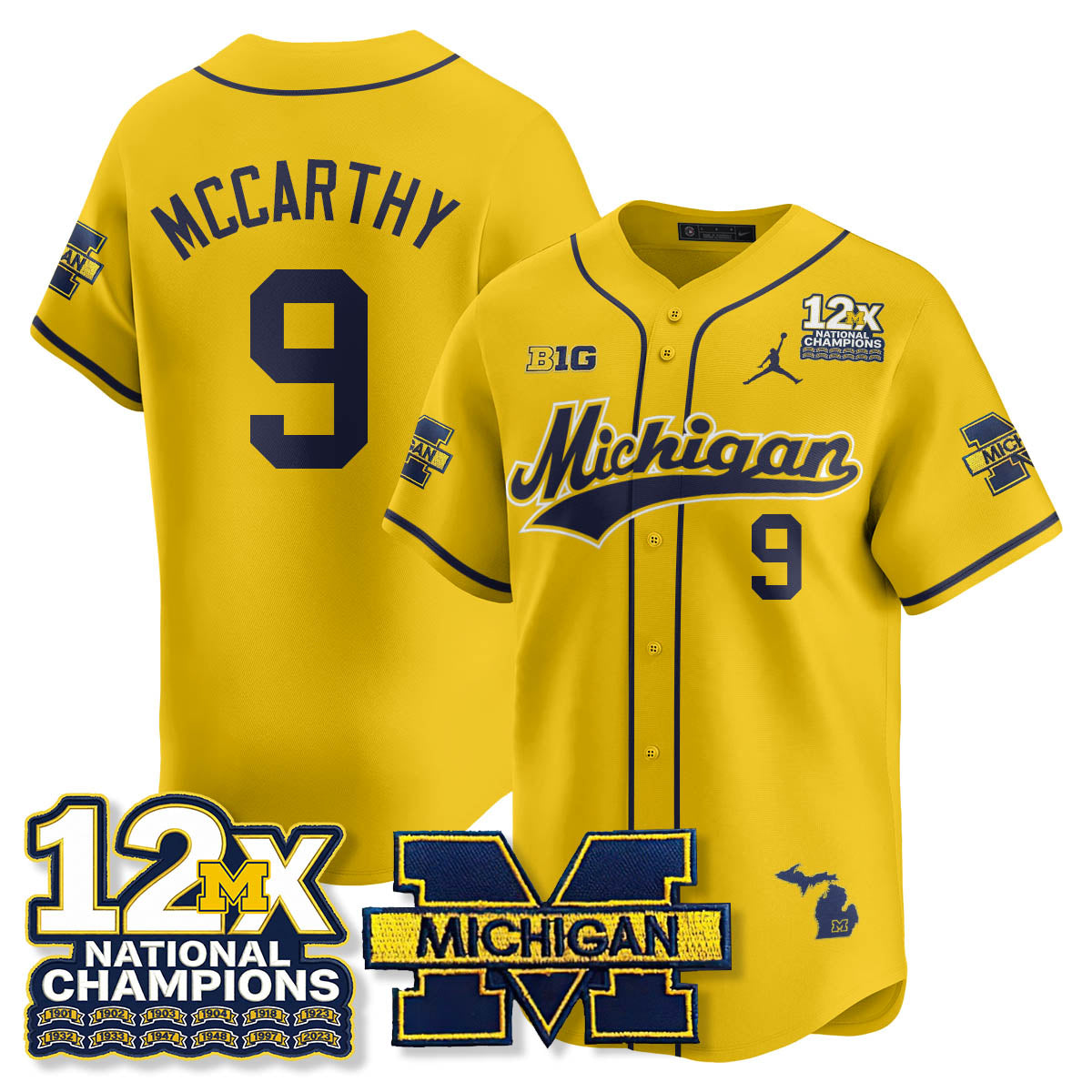 MICH 12x-Time National Champions Baseball Limited Jersey - All Stitched-DTD