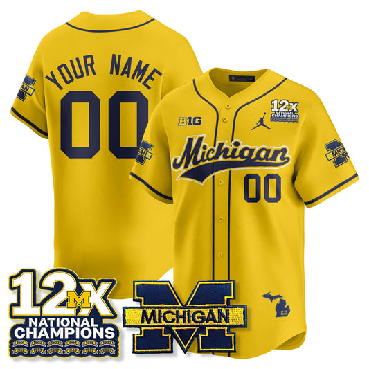 Custom MICH 12x-Time National Champions Baseball Limited Jersey - All Stitched-DTD
