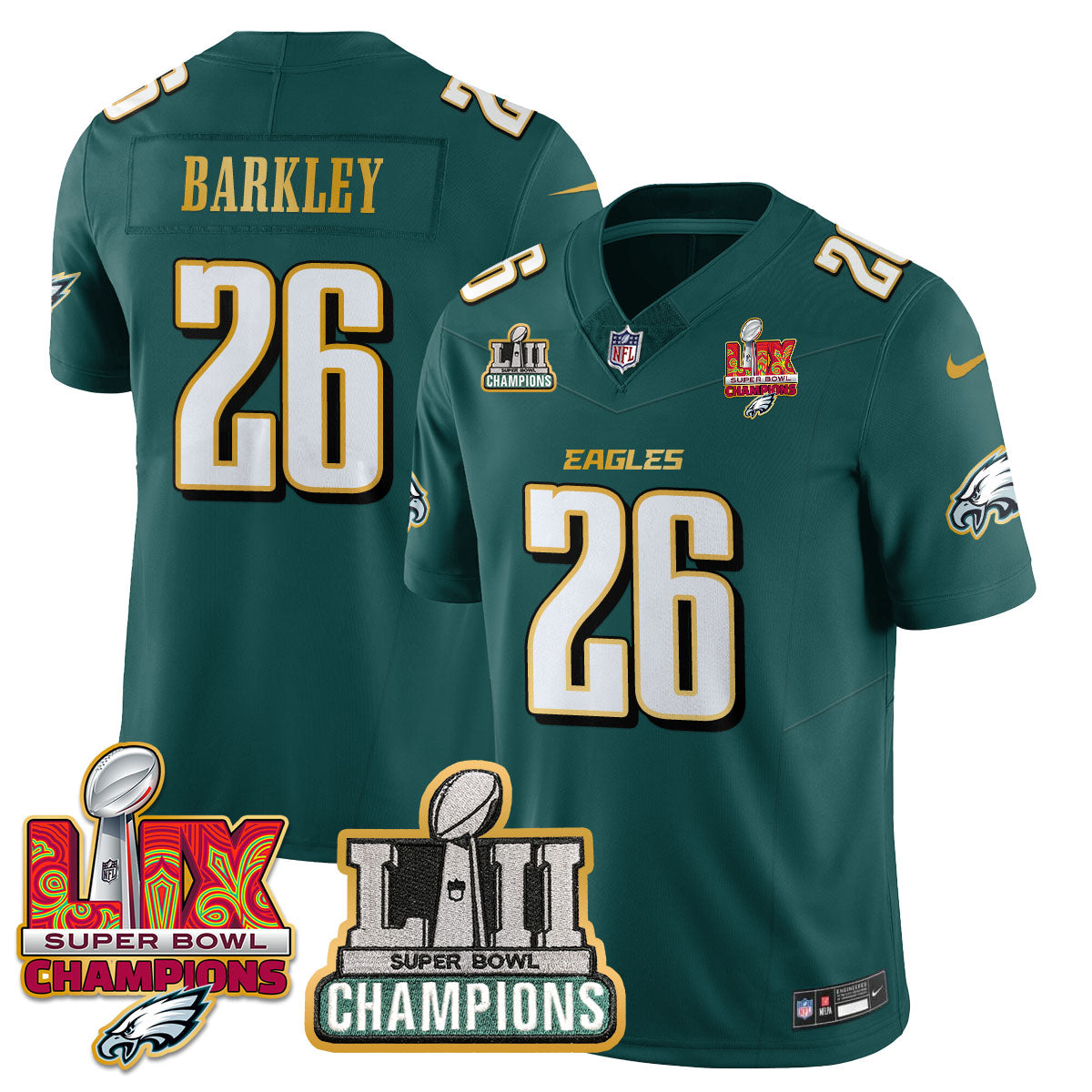 PHI LII-LIX Super Bowl Champions Vapor Limited Gold Jersey - All Stitched-DTD