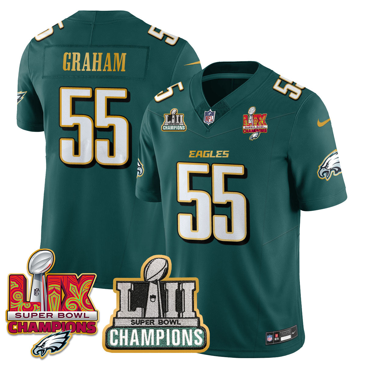 PHI LII-LIX Super Bowl Champions Vapor Limited Gold Jersey - All Stitched-DTD