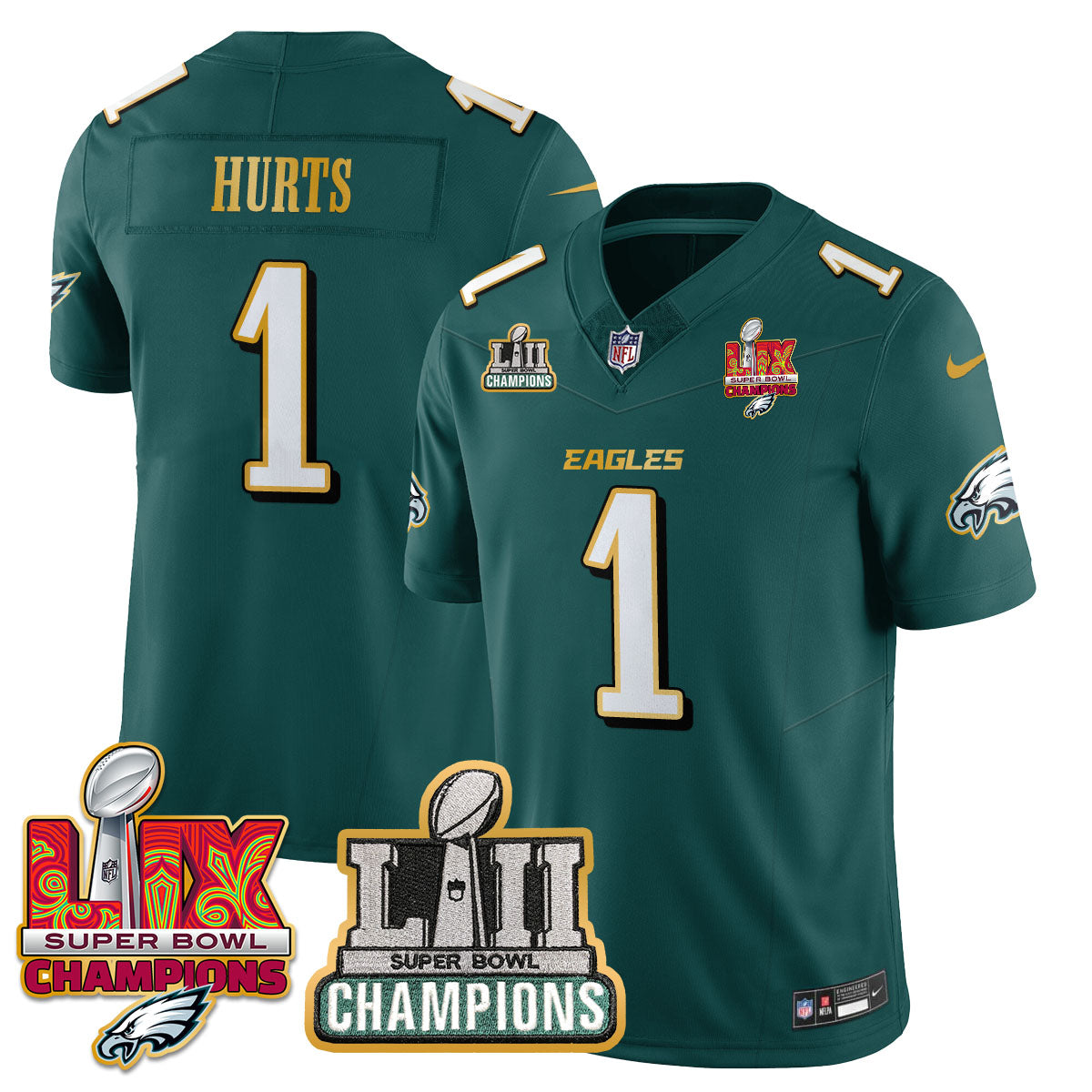 PHI LII-LIX Super Bowl Champions Vapor Limited Gold Jersey - All Stitched-DTD
