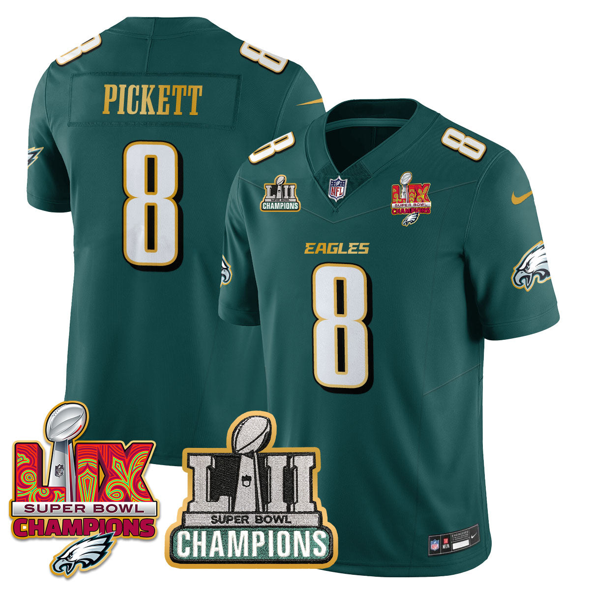 PHI LII-LIX Super Bowl Champions Vapor Limited Gold Jersey - All Stitched-DTD