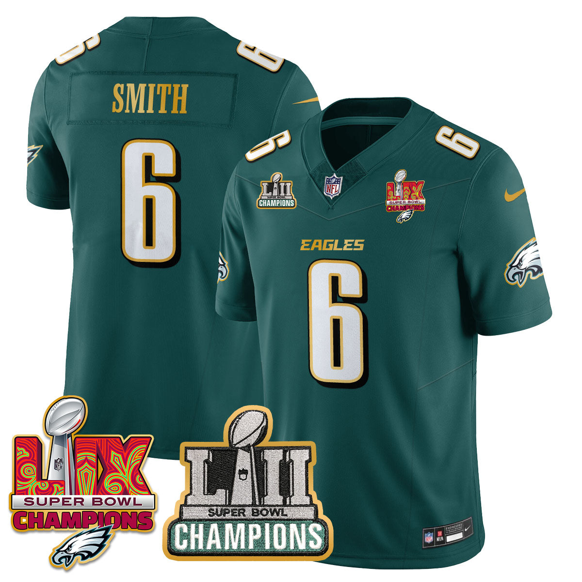 PHI LII-LIX Super Bowl Champions Vapor Limited Gold Jersey - All Stitched-DTD