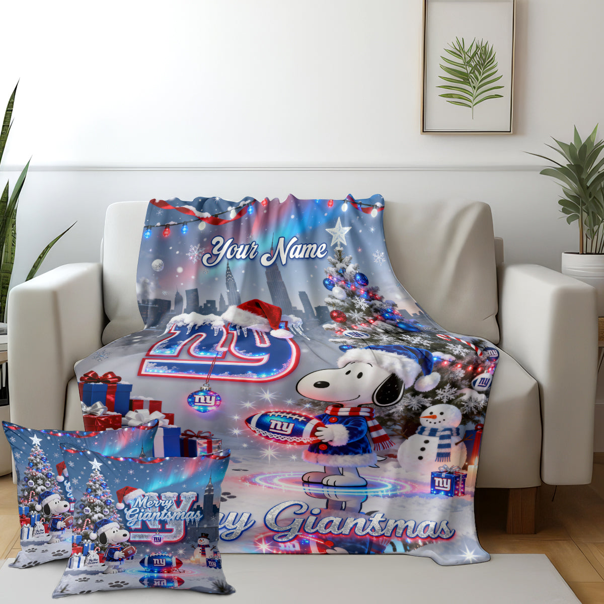 NYG x SNP | Premium Christmas Fleece Blanket & Throw Pillow-DTD