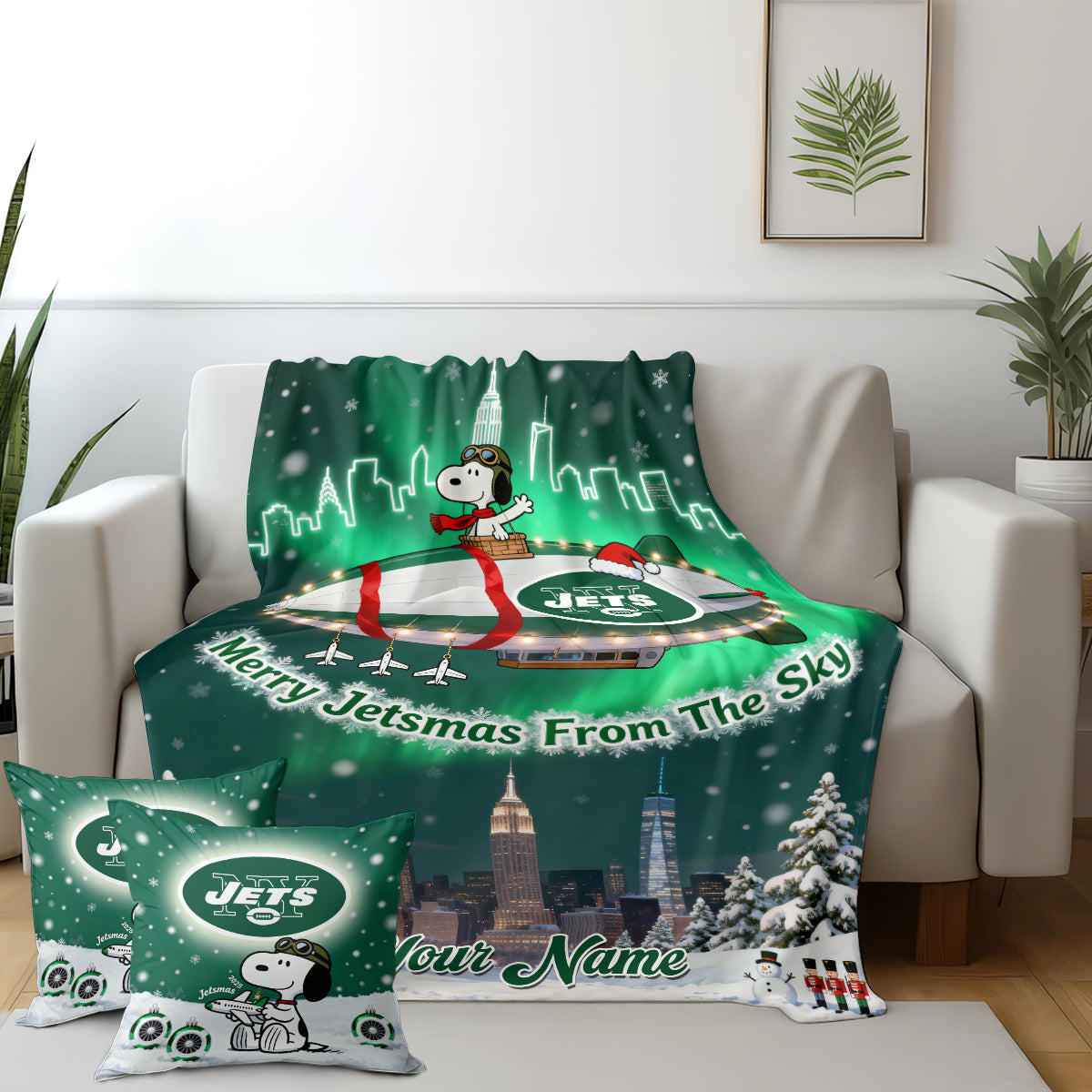 NYJ x SNP | Premium Christmas Fleece Blanket & Throw Pillow-DTD