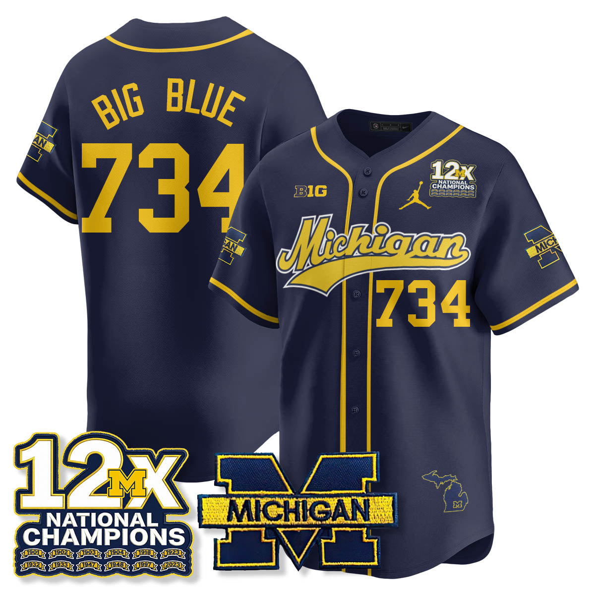 MICH 12x-Time National Champions Baseball Limited Jersey - All Stitched-DTD