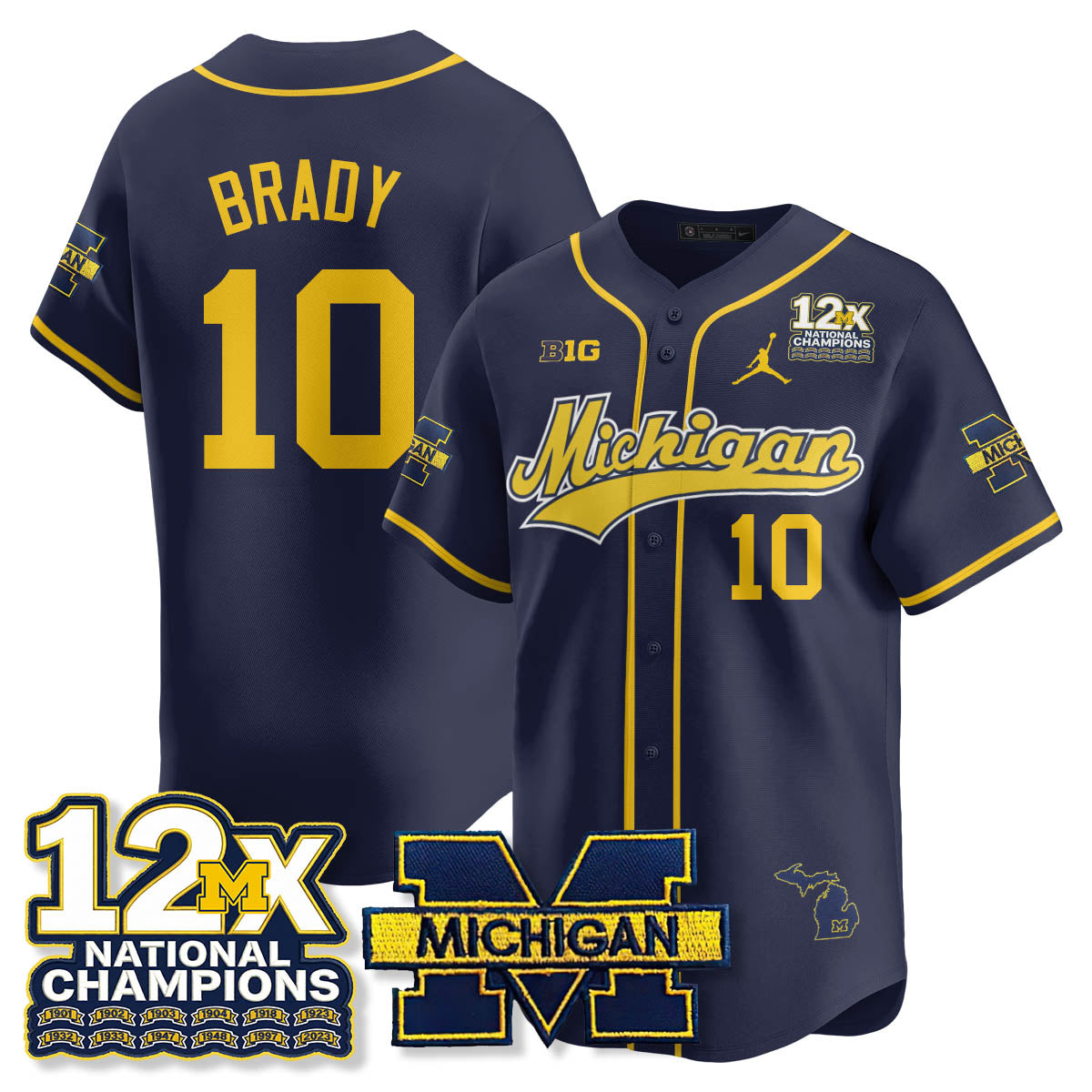 MICH 12x-Time National Champions Baseball Limited Jersey - All Stitched-DTD