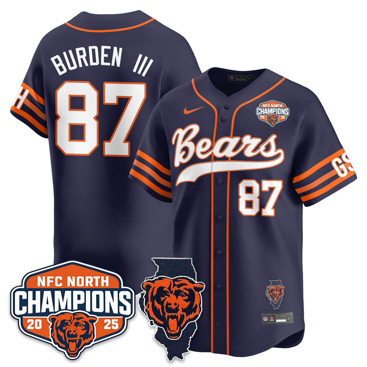 CHI  NFC North Division Champions Vapor Limited Baseball Jersey - All Stitched-DTD