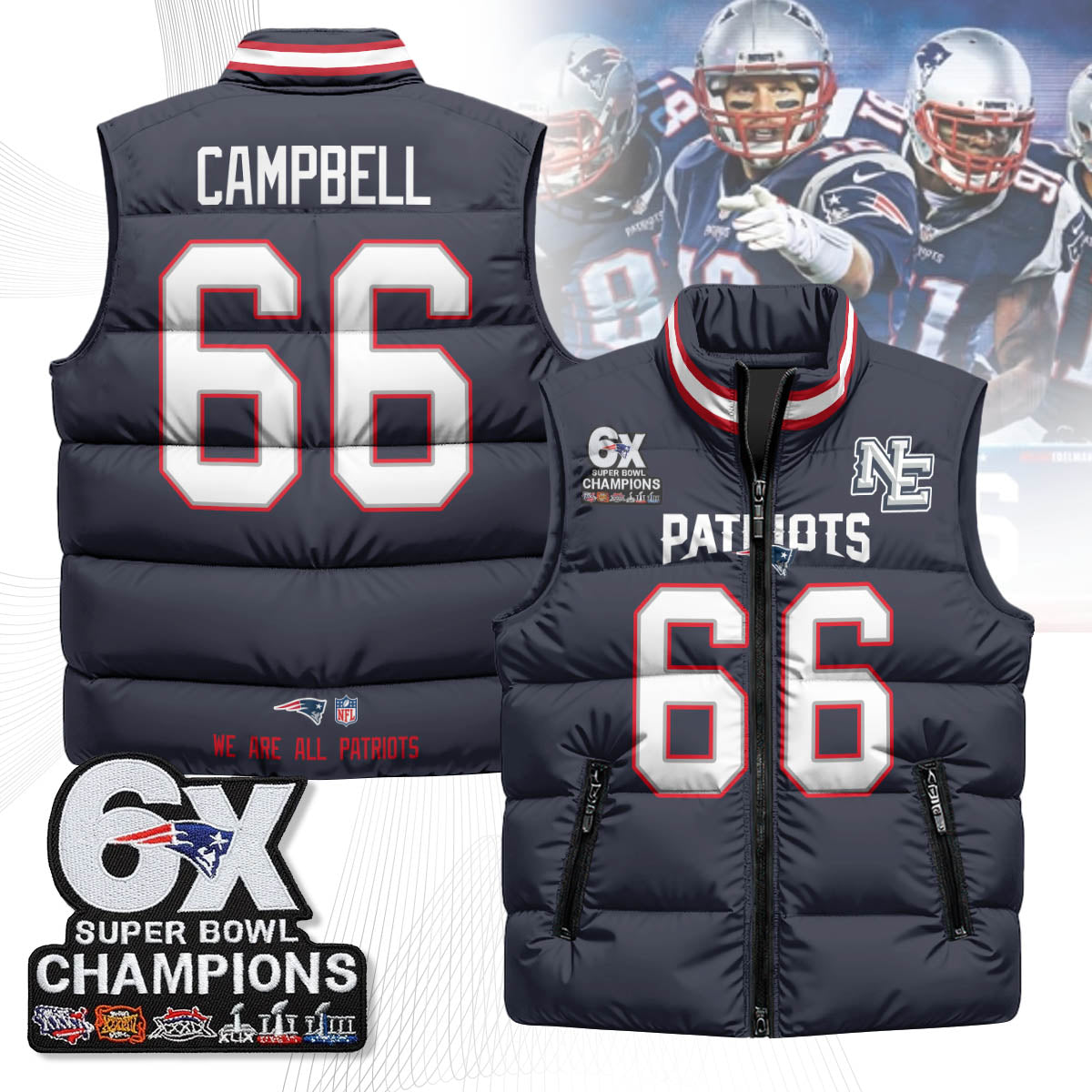 NE 6-Time Champions Unisex Puffer Vest-DTD