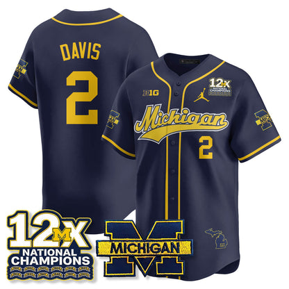 MICH 12x-Time National Champions Baseball Limited Jersey - All Stitched-DTD
