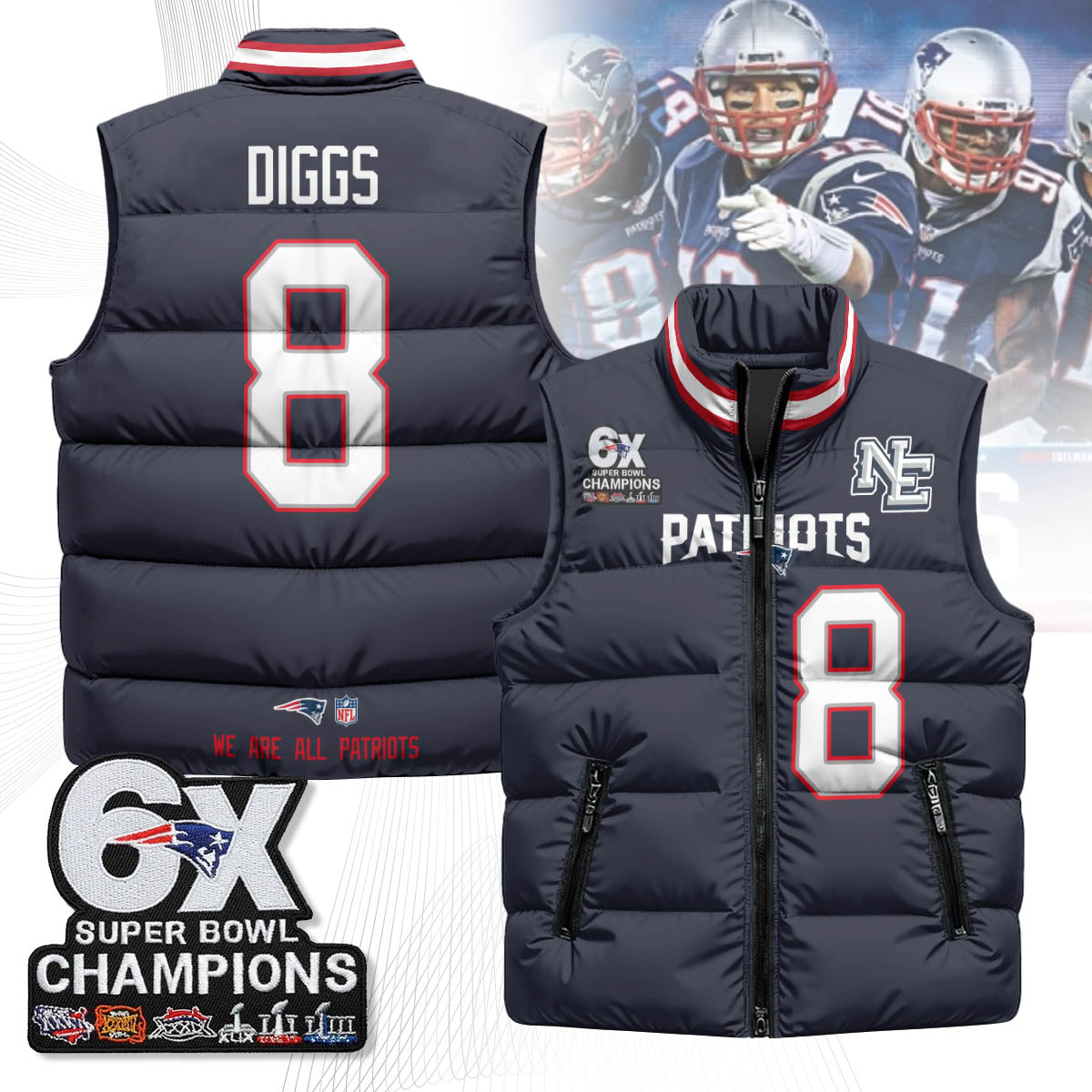 NE 6-Time Champions Unisex Puffer Vest-DTD