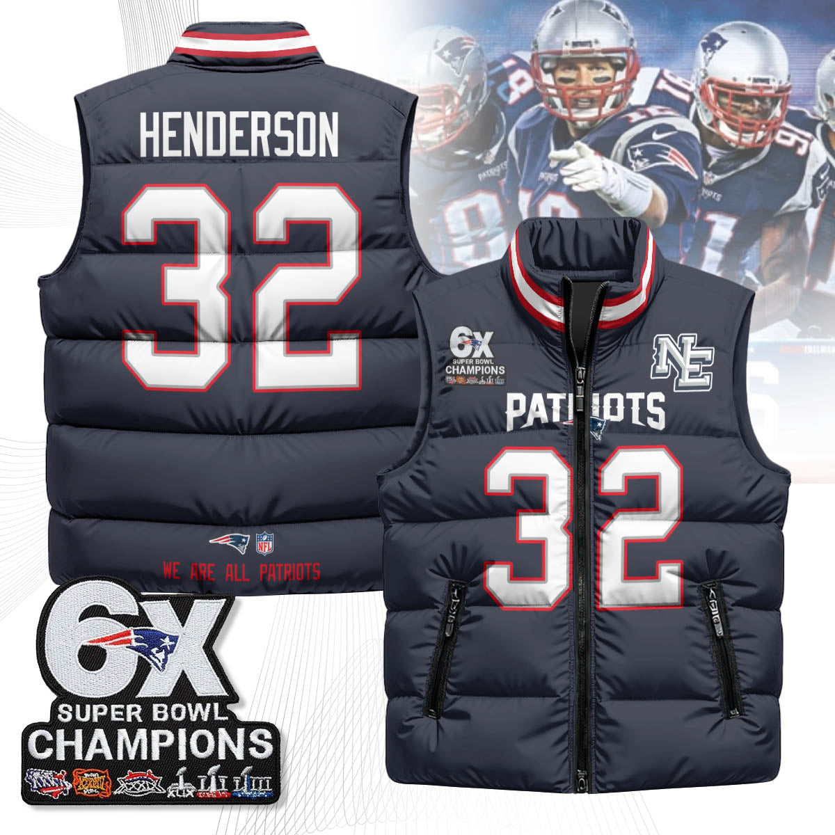 NE 6-Time Champions Unisex Puffer Vest-DTD