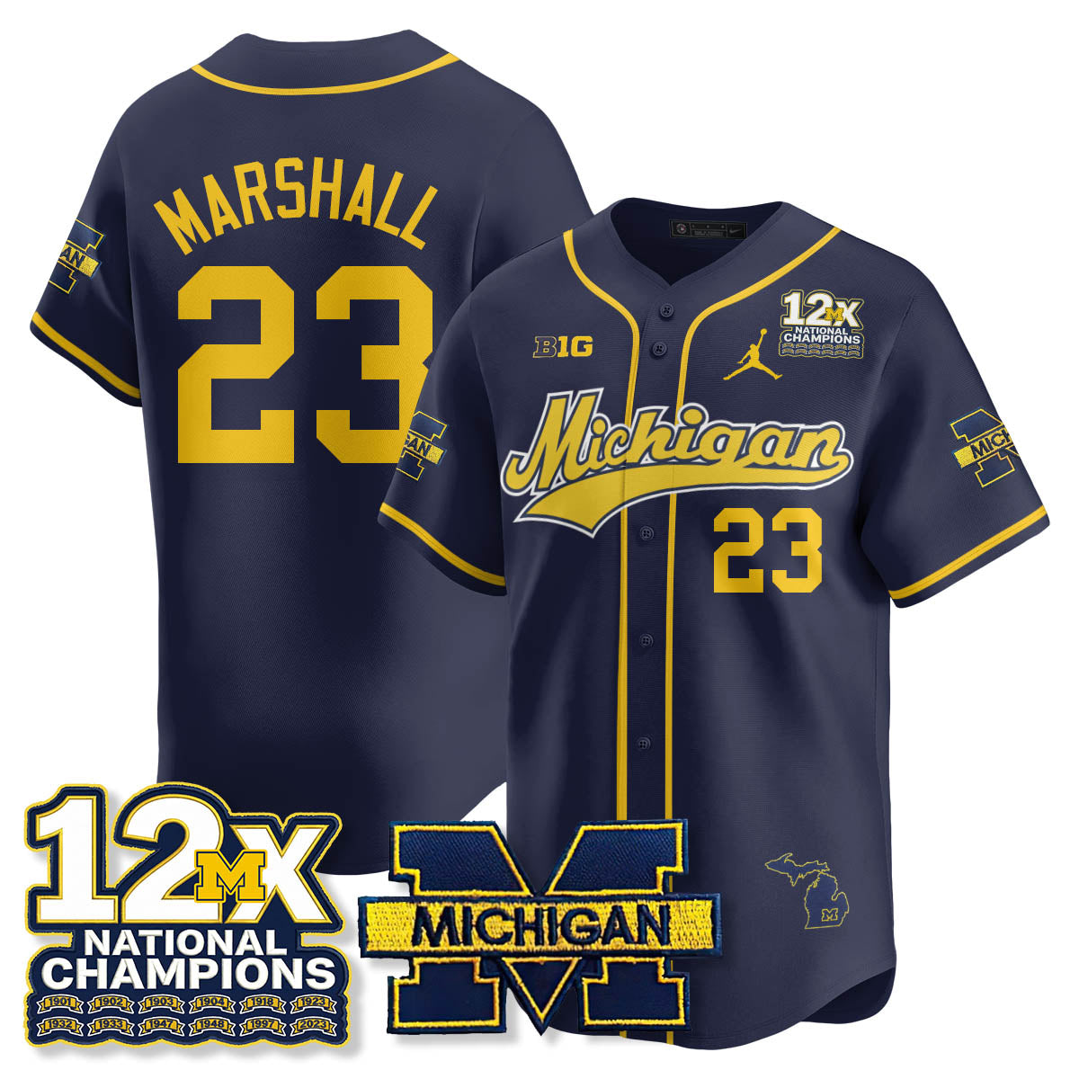 MICH 12x-Time National Champions Baseball Limited Jersey - All Stitched-DTD