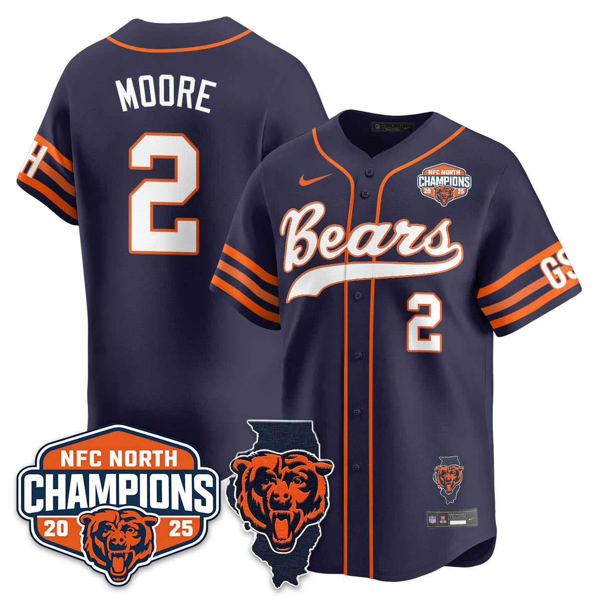 CHI  NFC North Division Champions Vapor Limited Baseball Jersey - All Stitched-DTD