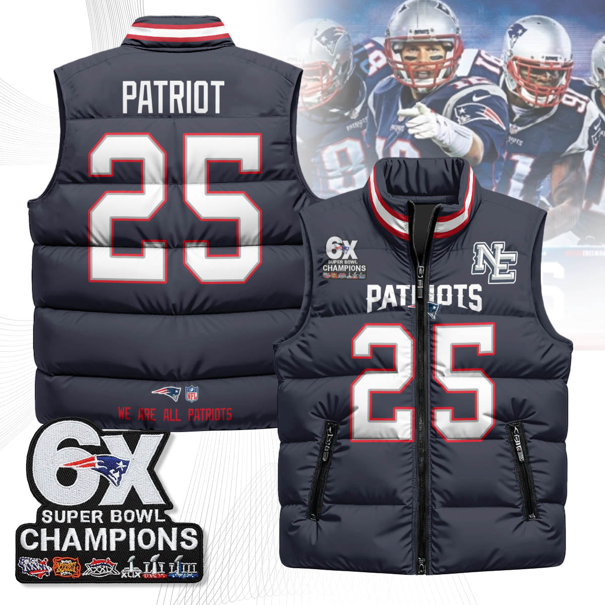 NE 6-Time Champions Unisex Puffer Vest-DTD