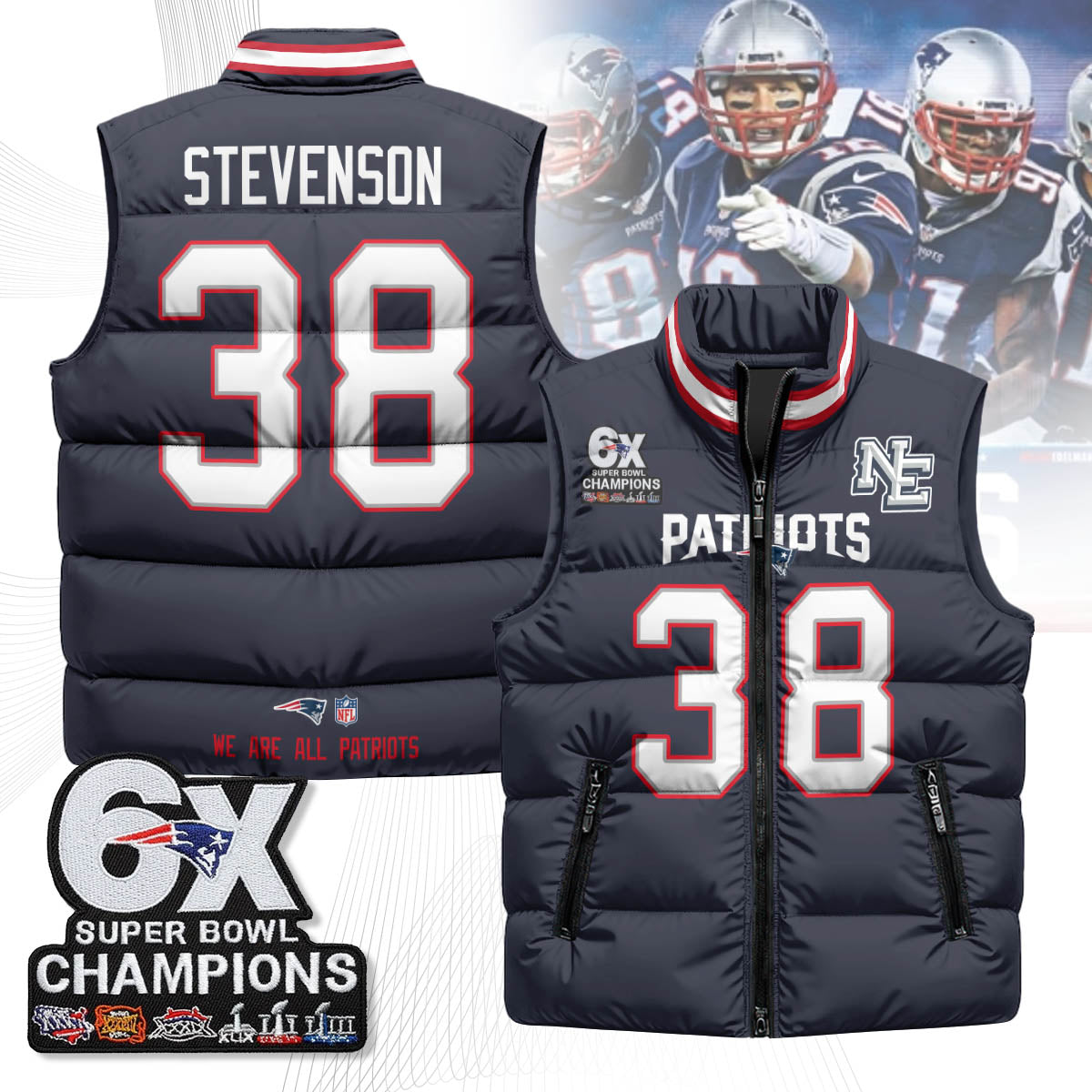 NE 6-Time Champions Unisex Puffer Vest-DTD
