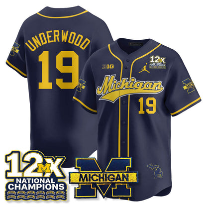 MICH 12x-Time National Champions Baseball Limited Jersey - All Stitched-DTD