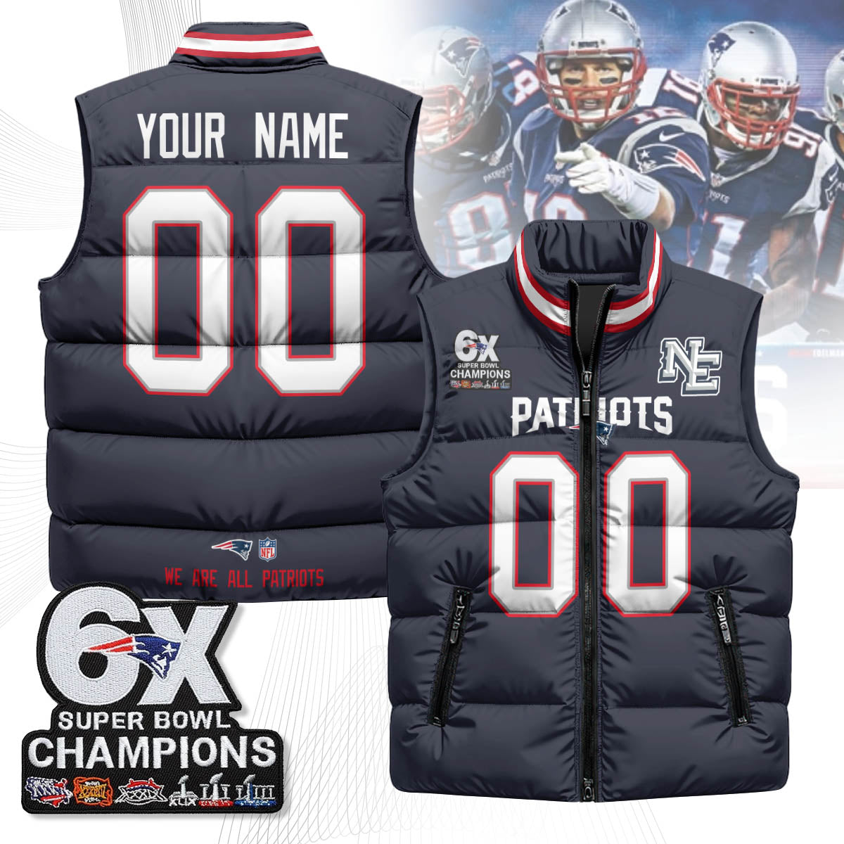 NE 6-Time Champions Unisex Puffer Vest-DTD