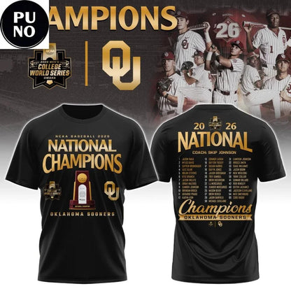 OU 2026 NCAA Men’s Baseball National Champions Two Side T-Shirt-DTD