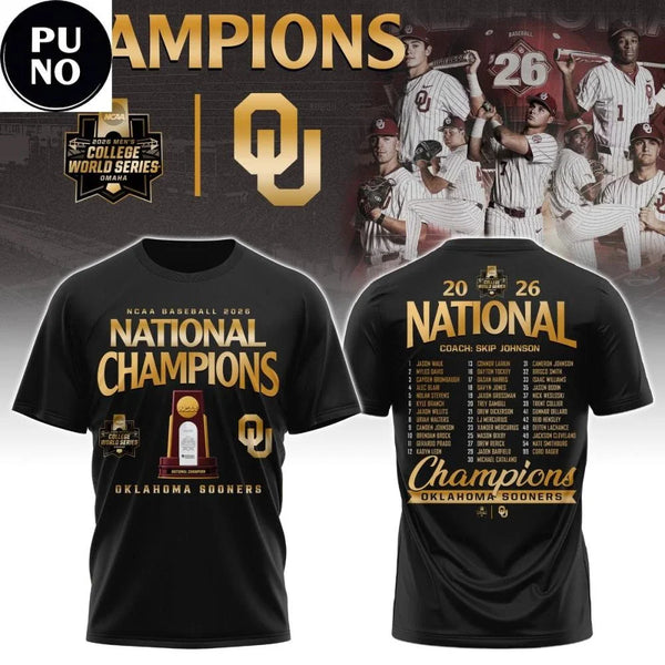 OU 2026 NCAA Men’s Baseball National Champions Two Side T-Shirt-DTD