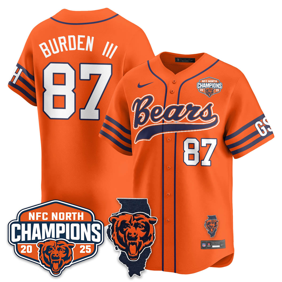 CHI  NFC North Division Champions Vapor Limited Baseball Jersey - All Stitched-DTD