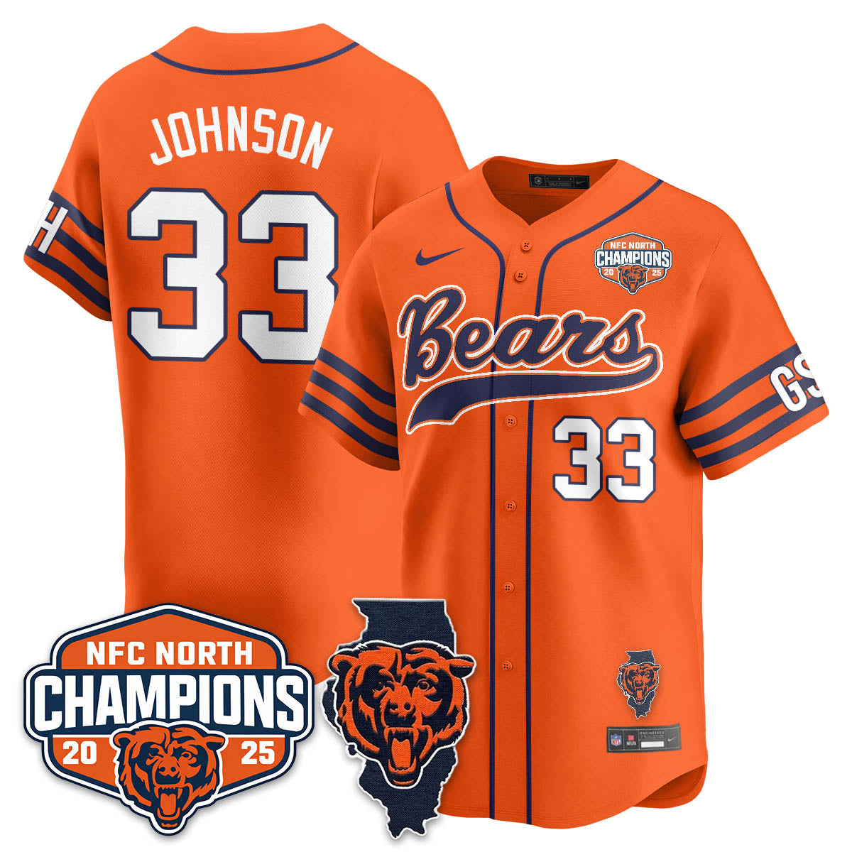 CHI  NFC North Division Champions Vapor Limited Baseball Jersey - All Stitched-DTD