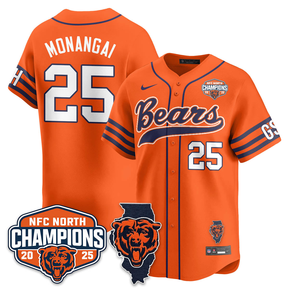 CHI  NFC North Division Champions Vapor Limited Baseball Jersey - All Stitched-DTD