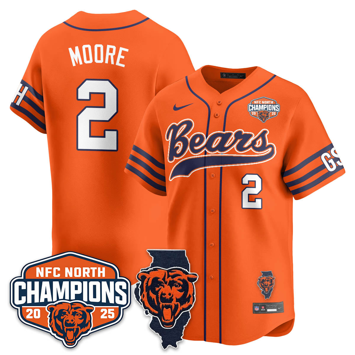 CHI  NFC North Division Champions Vapor Limited Baseball Jersey - All Stitched-DTD