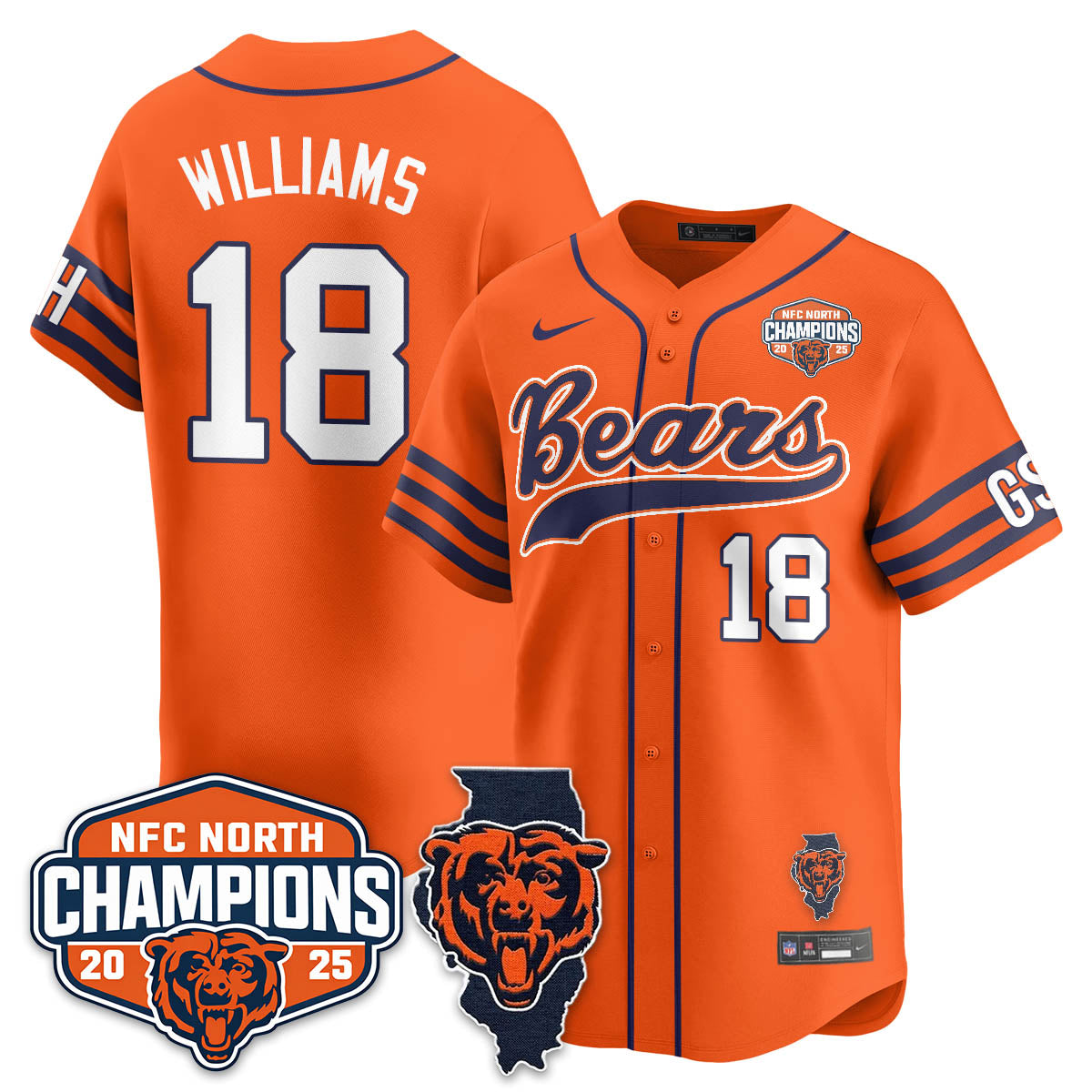 CHI  NFC North Division Champions Vapor Limited Baseball Jersey - All Stitched-DTD