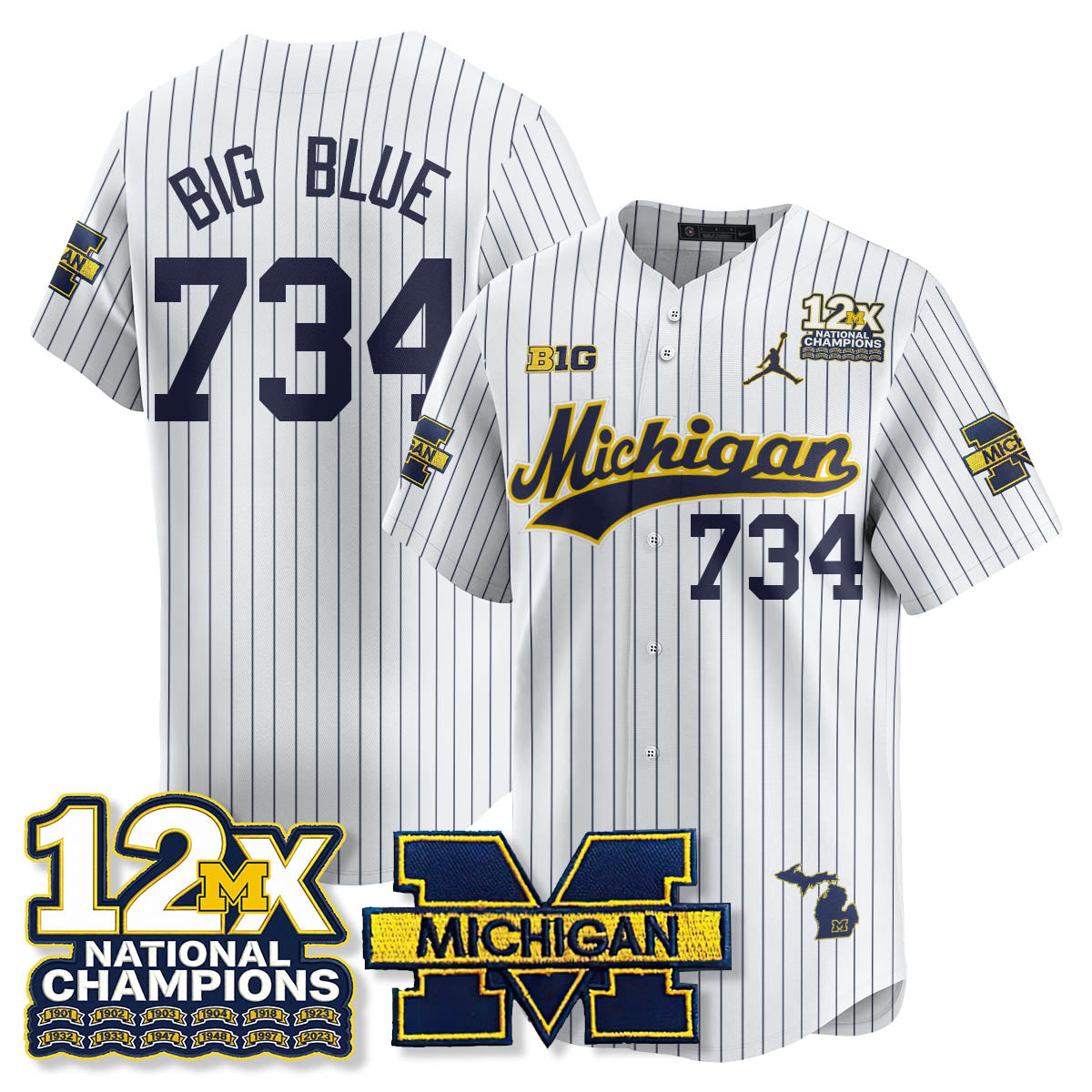 MICH 12x-Time National Champions Baseball Limited Jersey - All Stitched-DTD