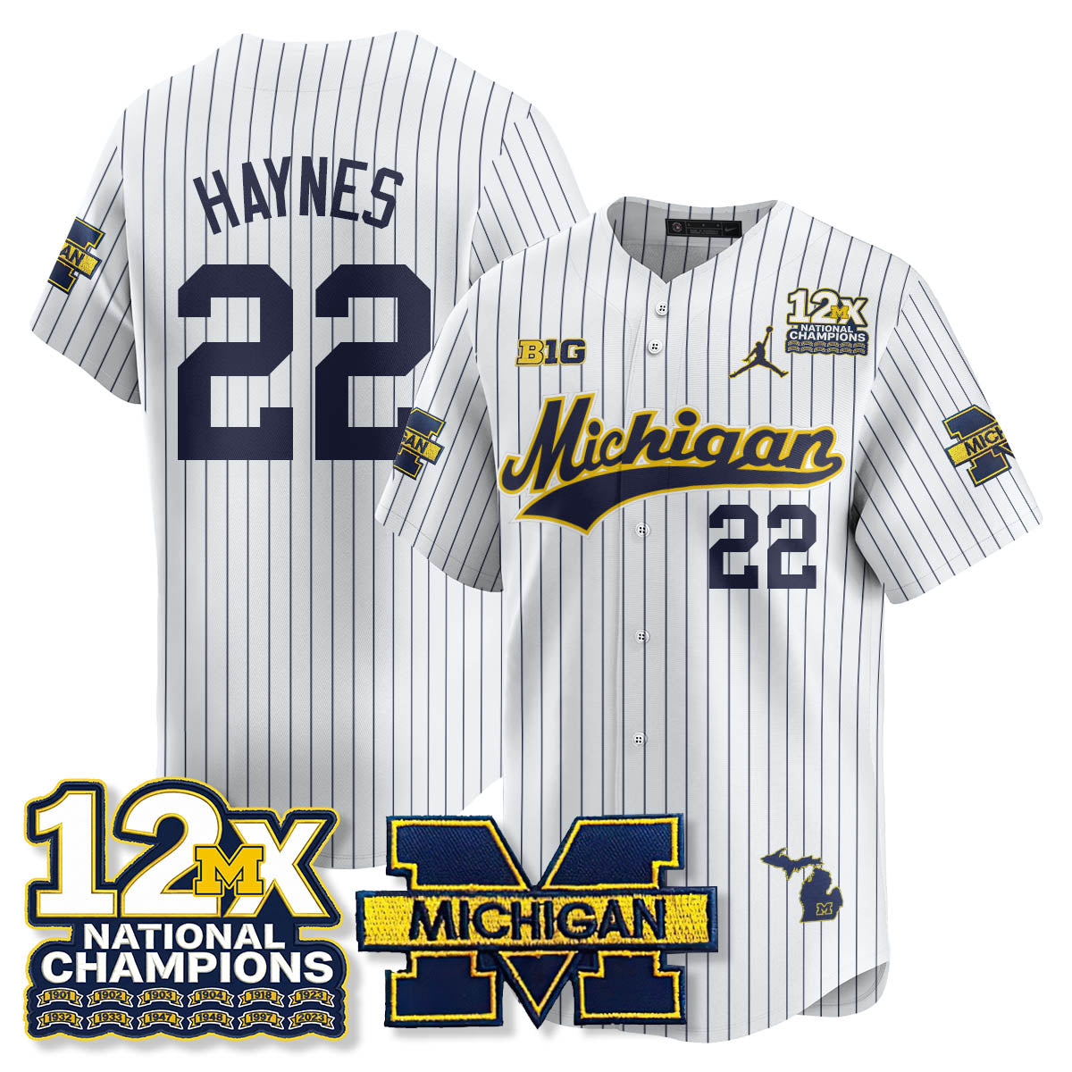 MICH 12x-Time National Champions Baseball Limited Jersey - All Stitched-DTD