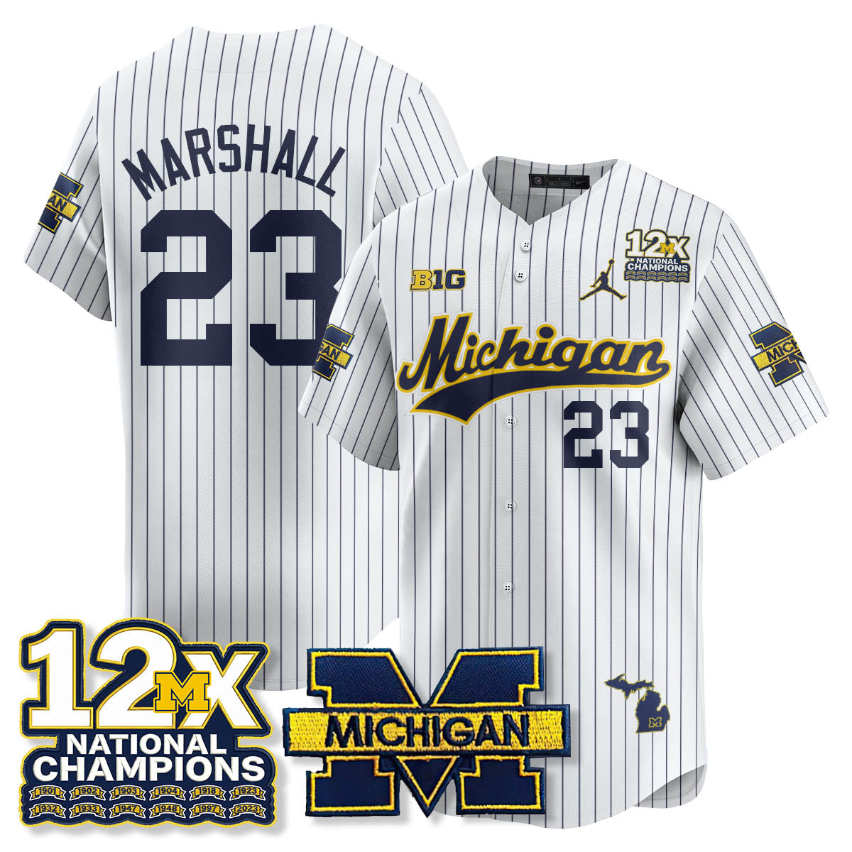 MICH 12x-Time National Champions Baseball Limited Jersey - All Stitched-DTD
