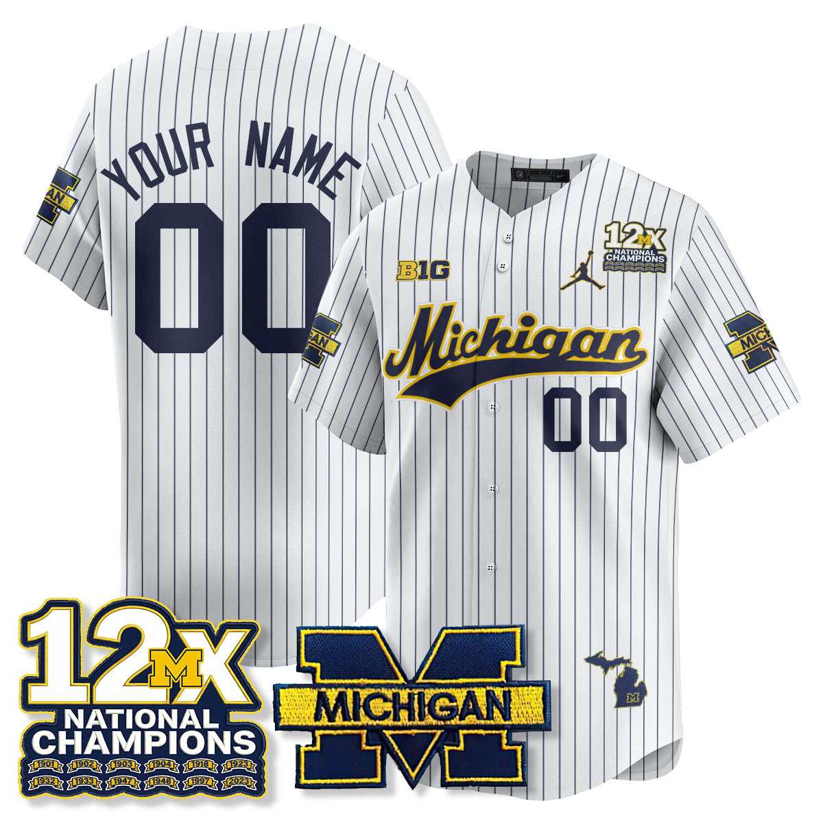 MICH 12x-Time National Champions Baseball Limited Jersey - All Stitched-DTD