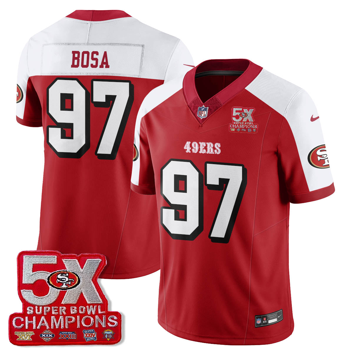 SF 5-Time Champions Patch Vapor Limited Jersey - All Stitched-DTD