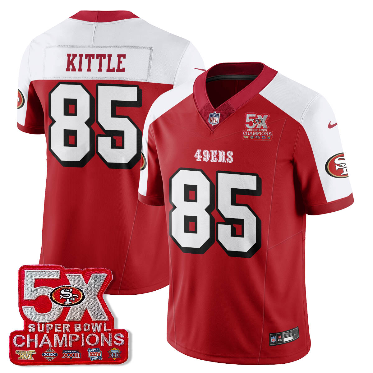 SF 5-Time Champions Patch Vapor Limited Jersey - All Stitched-DTD