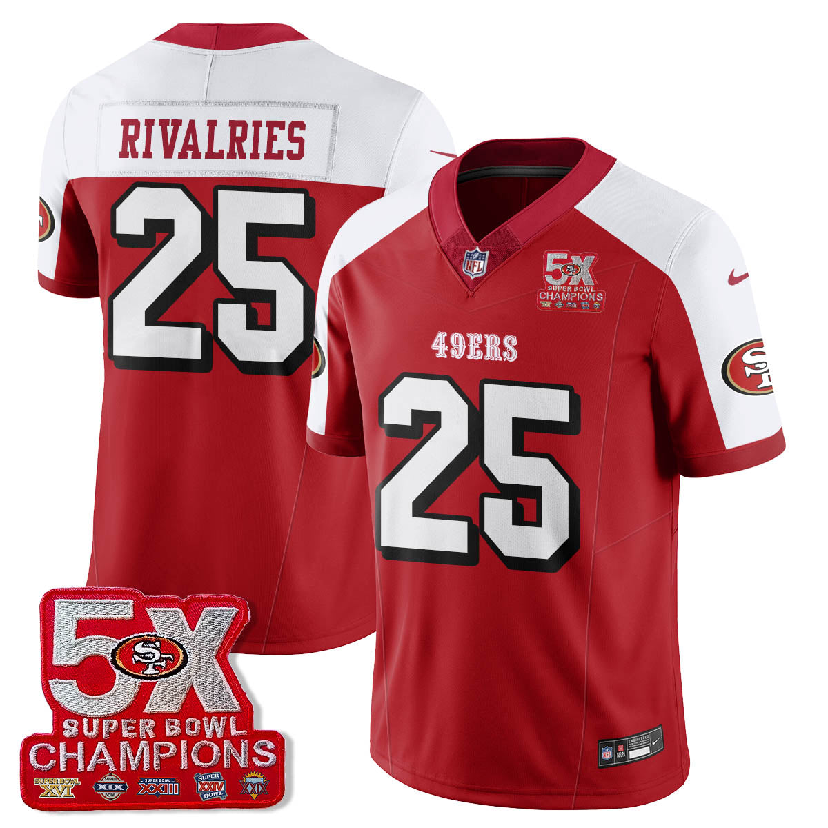 SF 5-Time Champions Patch Vapor Limited Jersey - All Stitched-DTD