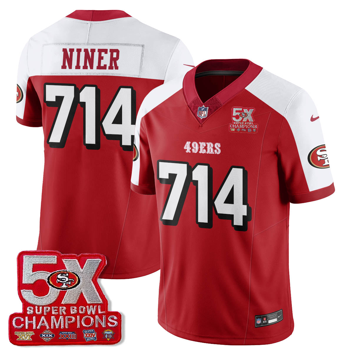 SF 5-Time Champions Patch Vapor Limited Jersey - All Stitched-DTD