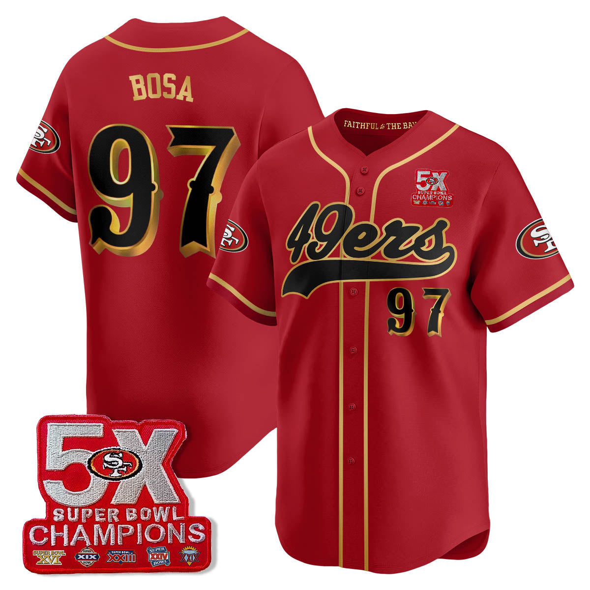SF 5-Time Champions Patch Vapor Baseball Jersey - All Stitched-DTD