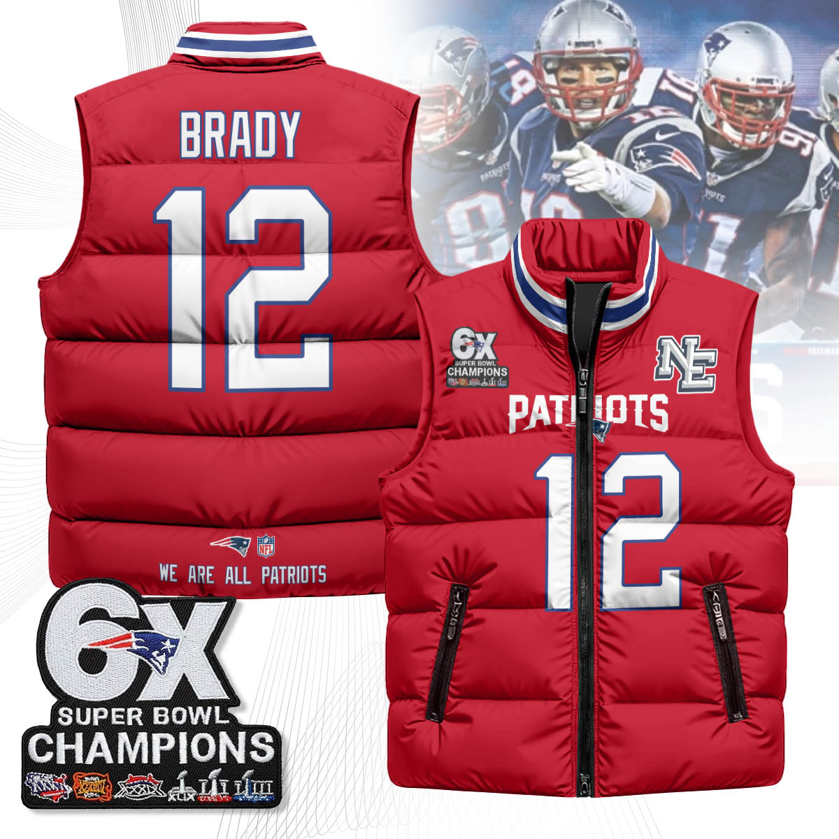 NE 6-Time Champions Unisex Puffer Vest-DTD