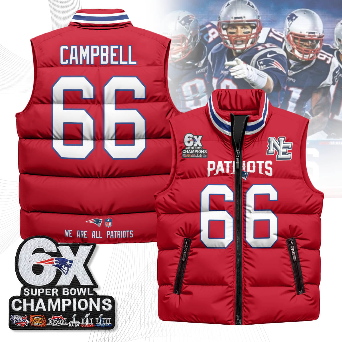 NE 6-Time Champions Unisex Puffer Vest-DTD