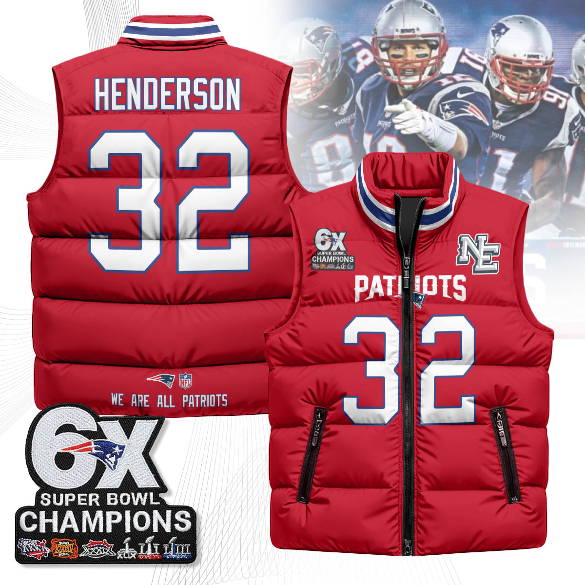 NE 6-Time Champions Unisex Puffer Vest-DTD