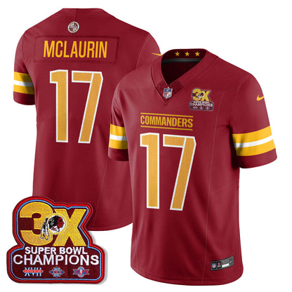 WAS 3-Time Champions Patch Vapor Limited Jersey - All Stitched-DTD