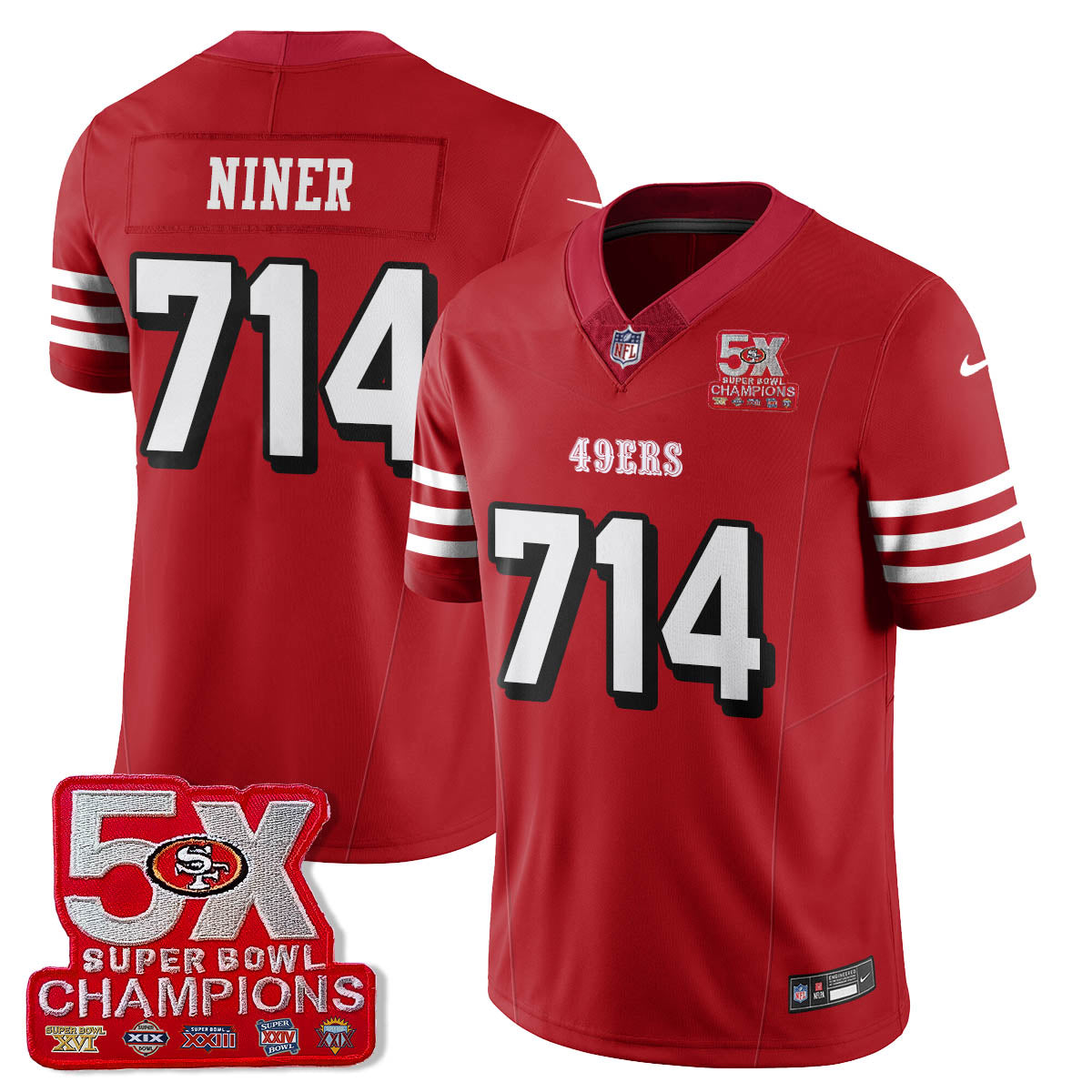 SF 5-Time Champions Patch Vapor Limited Jersey - All Stitched-DTD