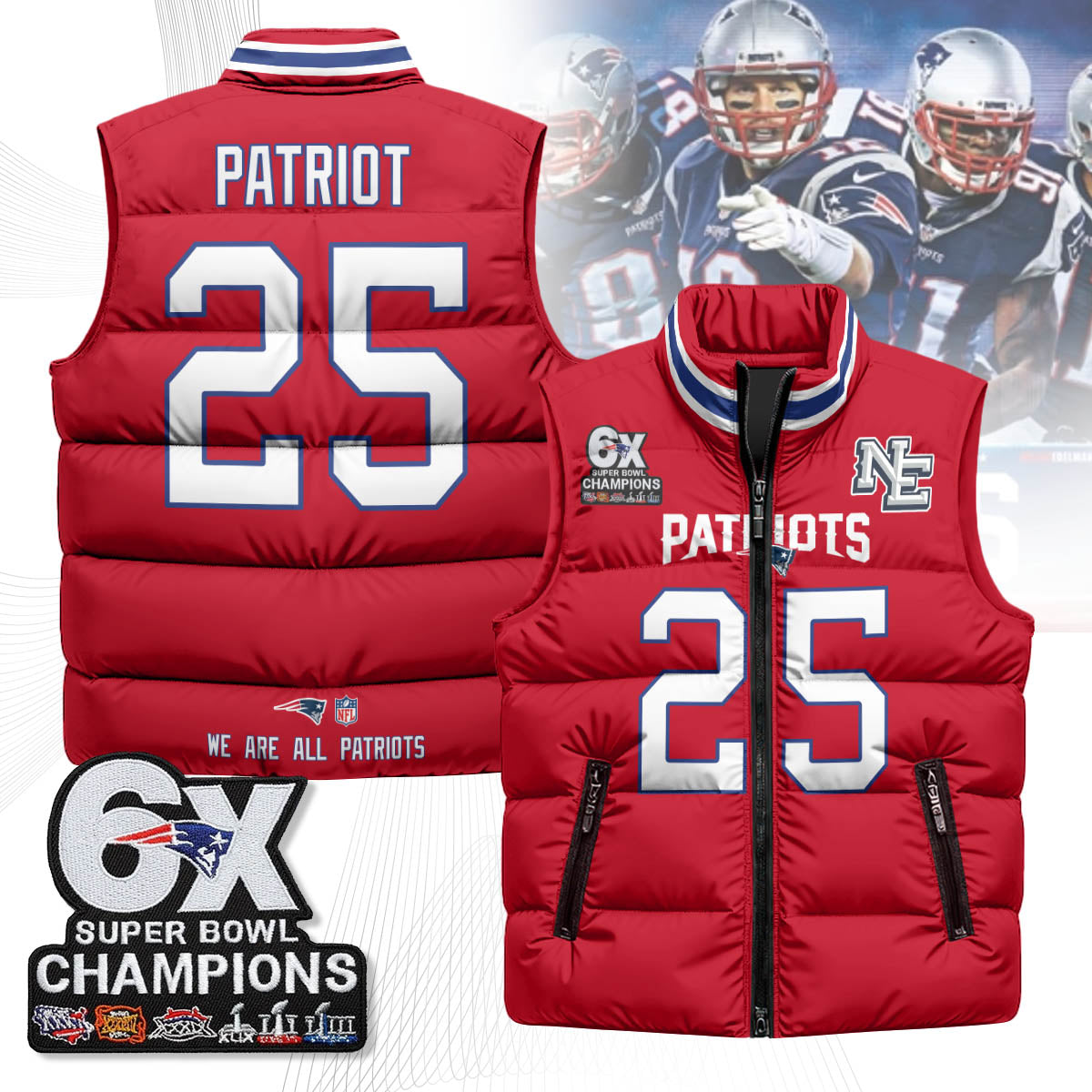 NE 6-Time Champions Unisex Puffer Vest-DTD