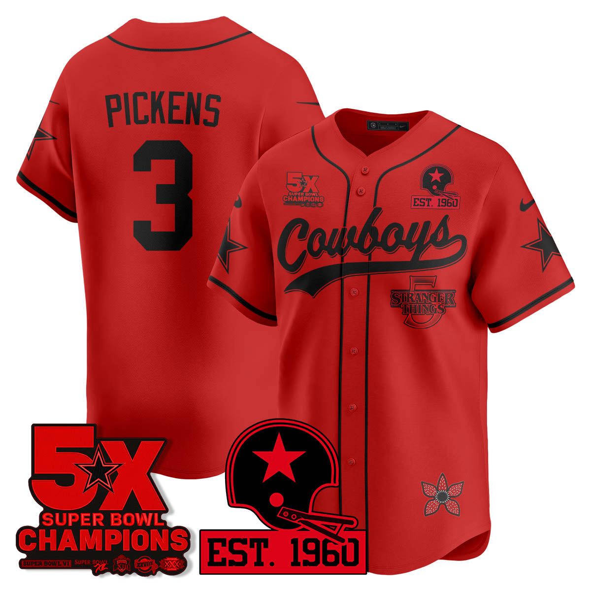DAL Stranger Things Vapor Limited Baseball Jersey - All Stitched-DTD