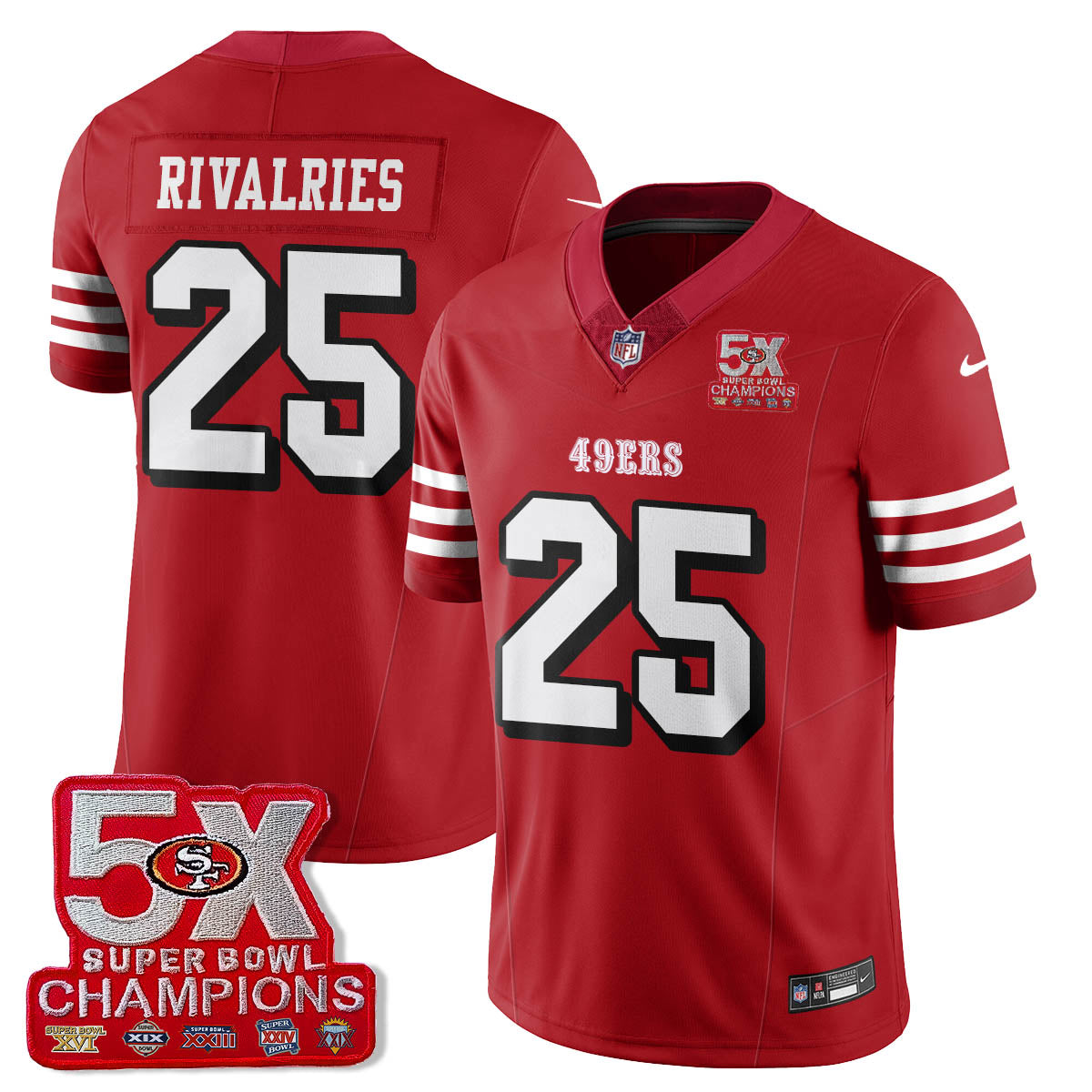 SF 5-Time Champions Patch Vapor Limited Jersey - All Stitched-DTD