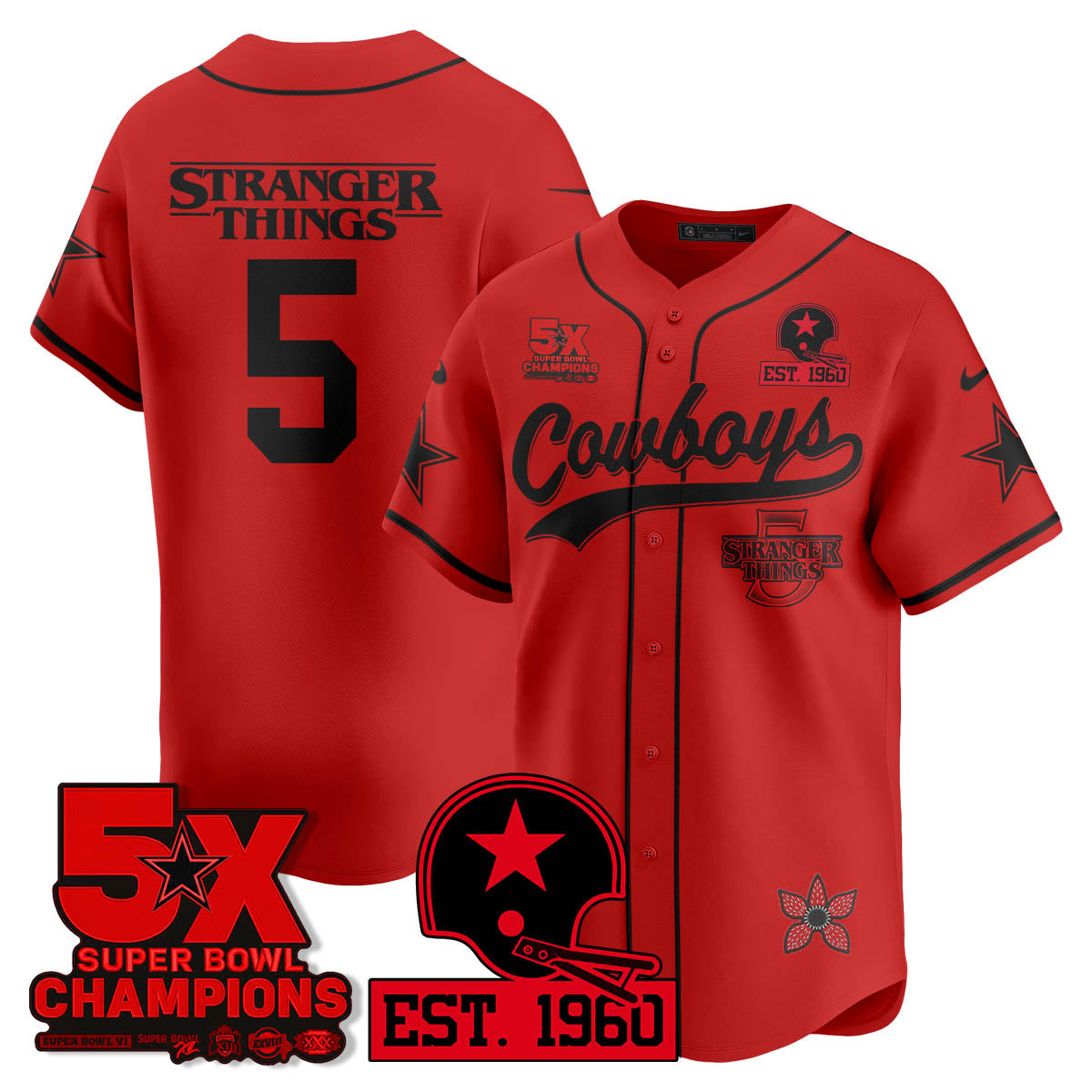 DAL Stranger Things Vapor Limited Baseball Jersey - All Stitched-DTD