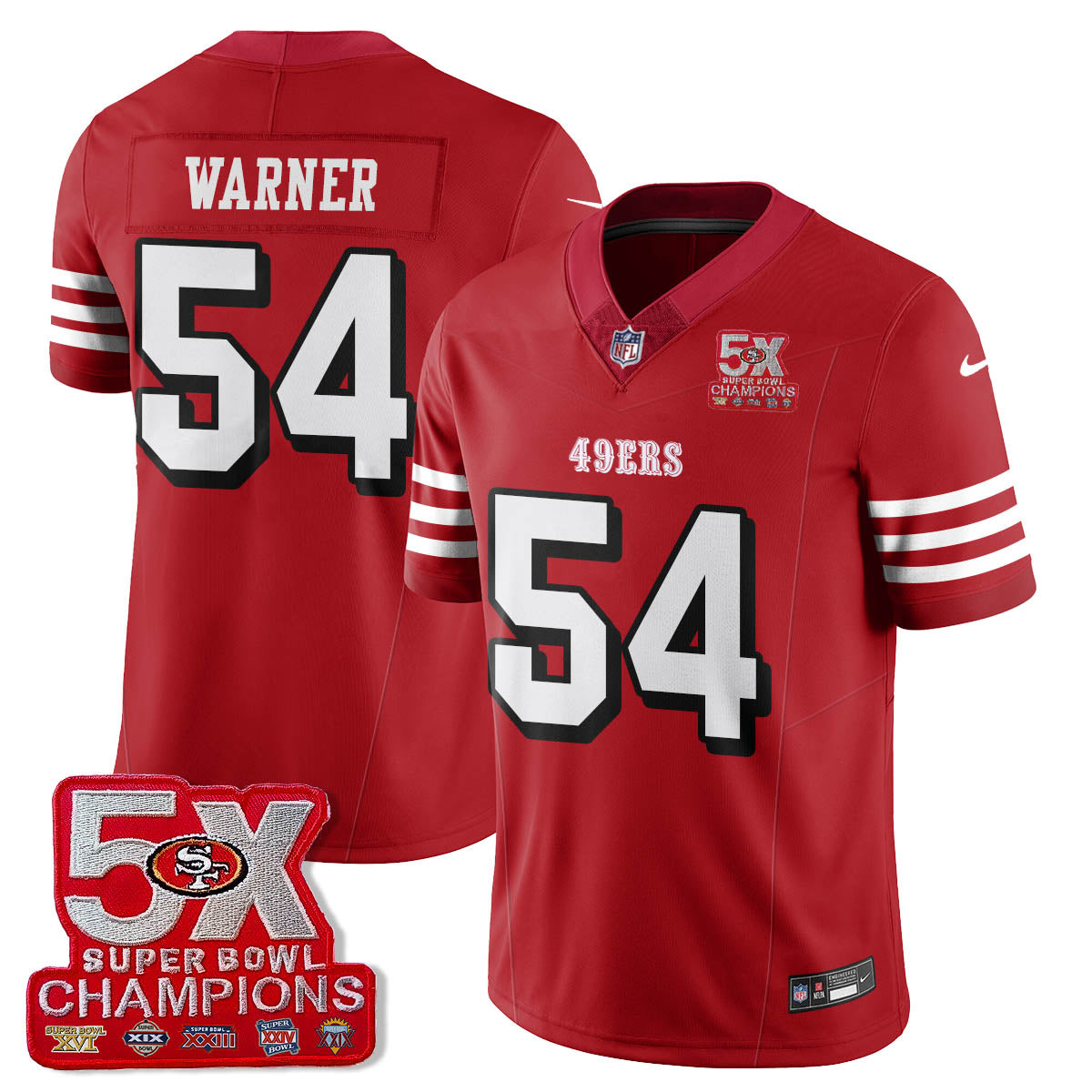 SF 5-Time Champions Patch Vapor Limited Jersey - All Stitched-DTD