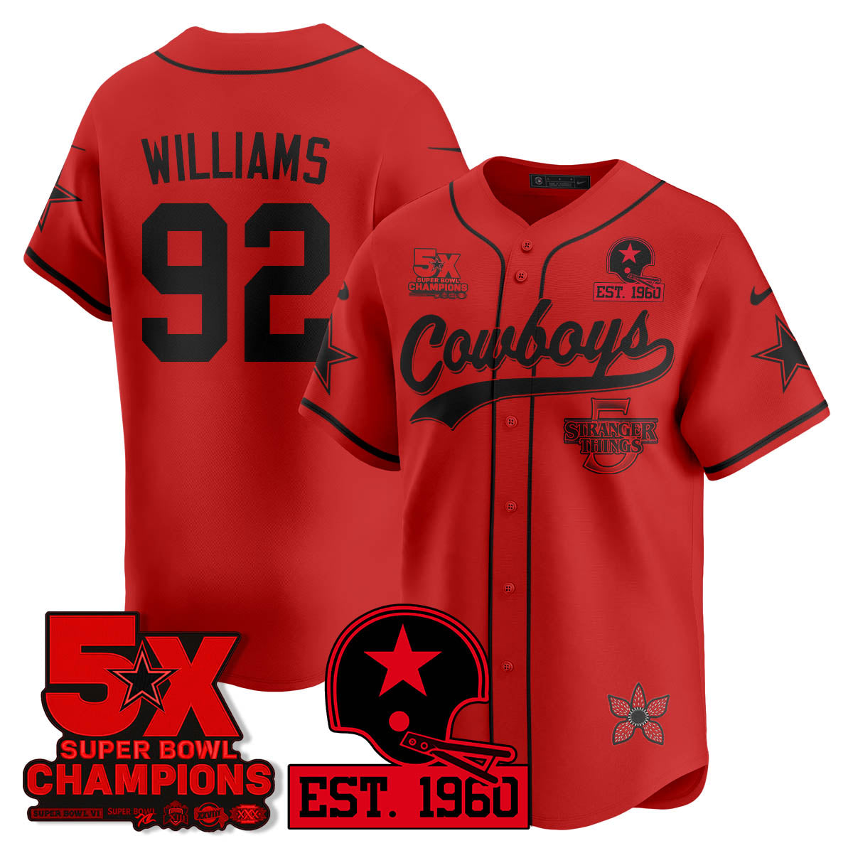 DAL Stranger Things Vapor Limited Baseball Jersey - All Stitched-DTD